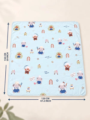Mulberro Reversible | Happy Elephant Chef Blue Soft Cotton Baby & Toddler AC Blanket | 120×150 cm - Baby Blankets & Quilts