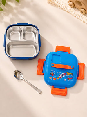 Mulberro Rocket "To Fly Time" 2-Tier Kids Lunch Box | Stainless Steel | Leak-Proof | Spoon & Sauce Box Included - Baby Food & Storage