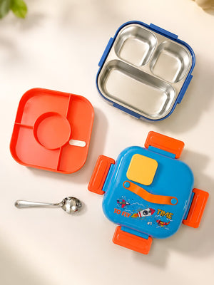Mulberro Rocket "To Fly Time" 2-Tier Kids Lunch Box | Stainless Steel | Leak-Proof | Spoon & Sauce Box Included - Baby Food & Storage