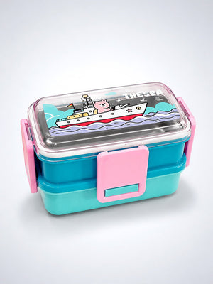 Mulberro Sea Adventure Bear 2-Tier Kids Lunch Box | Stainless Steel | Leak-Proof | Spork & Sauce Box Included - Baby Food & Storage