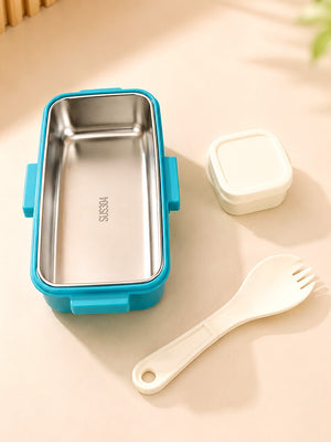 Mulberro Sea Adventure Bear 2-Tier Kids Lunch Box | Stainless Steel | Leak-Proof | Spork & Sauce Box Included - Baby Food & Storage
