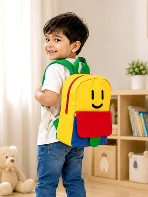 Mulberro Smiley Face Kids Backpack – Bright Multicolour Toddler & Kids School Bag with Safety Leash - School Bag