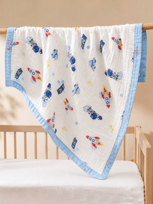 Mulberro Space Adventure 6-Layer Muslin Cotton Baby Blanket 110x110cm - Baby Blankets & Quilts