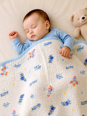 Mulberro Space Adventure 6-Layer Muslin Cotton Baby Blanket 110x110cm - Baby Blankets & Quilts