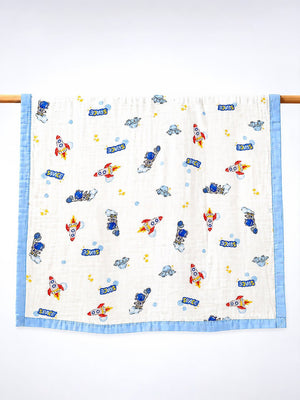 Mulberro Space Adventure 6-Layer Muslin Cotton Baby Blanket 110x110cm - Baby Blankets & Quilts