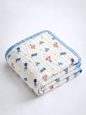 Mulberro Space Adventure 6-Layer Muslin Cotton Baby Blanket 110x110cm - Baby Blankets & Quilts