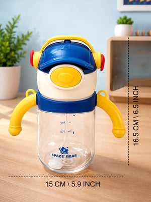 Mulberro Space Bear 3D Robot Sipper Bottle for Infants & Toddlers | Soft Straw, Easy-Grip Handles & Shoulder Strap - Water Bottle