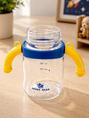 Mulberro Space Bear 3D Robot Sipper Bottle for Infants & Toddlers | Soft Straw, Easy-Grip Handles & Shoulder Strap - Water Bottle