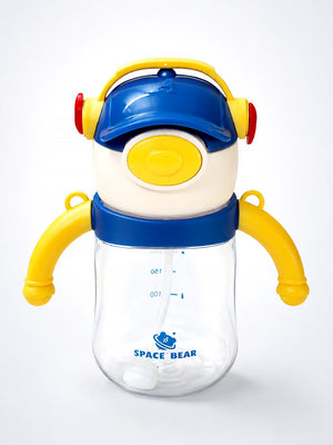 Mulberro Space Bear 3D Robot Sipper Bottle for Infants & Toddlers | Soft Straw, Easy-Grip Handles & Shoulder Strap - Water Bottle