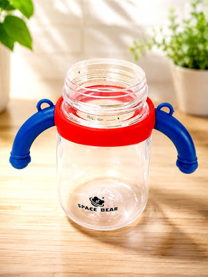 Mulberro Space Bear Sipper Bottle for Infants & Kids — Soft Silicone Straw, Easy-Grip Handles & Shoulder Strap - Water Bottle
