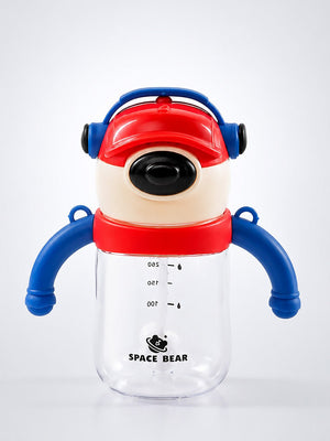 Mulberro Space Bear Sipper Bottle for Infants & Kids — Soft Silicone Straw, Easy-Grip Handles & Shoulder Strap - Water Bottle