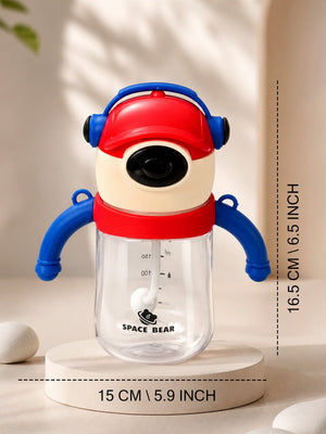 Mulberro Space Bear Sipper Bottle for Infants & Kids — Soft Silicone Straw, Easy-Grip Handles & Shoulder Strap - Water Bottle