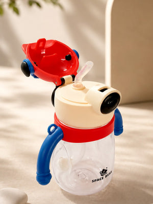 Mulberro Space Bear Sipper Bottle for Infants & Kids — Soft Silicone Straw, Easy-Grip Handles & Shoulder Strap - Water Bottle