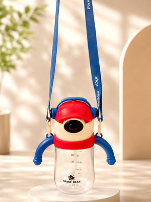 Mulberro Space Bear Sipper Bottle for Infants & Kids — Soft Silicone Straw, Easy-Grip Handles & Shoulder Strap - Water Bottle