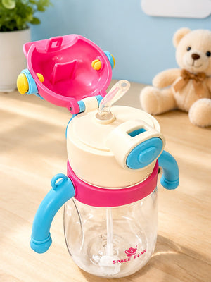 Mulberro Space Bear Sipper Bottle for Infants & Toddlers — 300ml | Soft Silicone Straw, Easy-Grip Handles & Shoulder Strap - Water Bottle