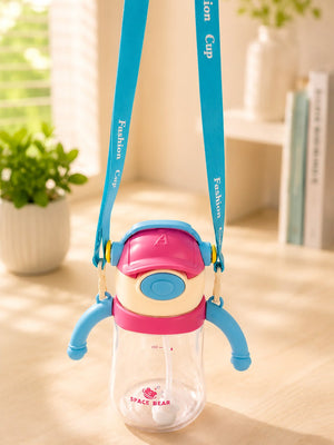 Mulberro Space Bear Sipper Bottle for Infants & Toddlers — 300ml | Soft Silicone Straw, Easy-Grip Handles & Shoulder Strap - Water Bottle
