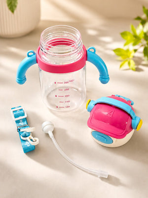 Mulberro Space Bear Sipper Bottle for Infants & Toddlers — 300ml | Soft Silicone Straw, Easy-Grip Handles & Shoulder Strap - Water Bottle