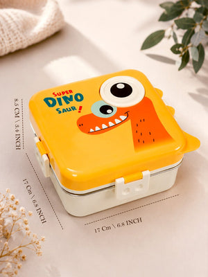 Mulberro Super Dinosaur Kids Stainless Steel Lunch Box with Compartments & Spoon - Baby Food & Storage