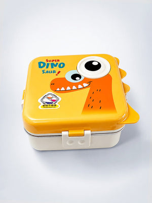 Mulberro Super Dinosaur Kids Stainless Steel Lunch Box with Compartments & Spoon - Baby Food & Storage