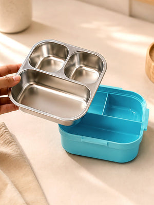 Mulberro Super Hero 2-Tier Kids Lunch Box | Stainless Steel | Leak-Proof | Sauce Box & Spoon Included - Baby Food & Storage