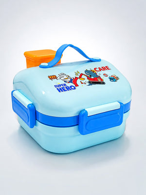 Mulberro Super Hero 2-Tier Kids Lunch Box | Stainless Steel | Leak-Proof | Sauce Box & Spoon Included - Baby Food & Storage