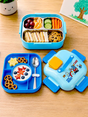 Mulberro Super Hero 2-Tier Kids Lunch Box | Stainless Steel | Leak-Proof | Sauce Box & Spoon Included - Baby Food & Storage