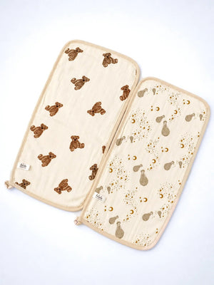 Mulberro Teddy Bear & Starry Night Muslin Burp Cloth | Set of 2 | 100% Pure Cotton | - Baby Bibs