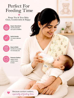 Mulberro Teddy Bear & Starry Night Muslin Burp Cloth | Set of 2 | 100% Pure Cotton | - Baby Bibs