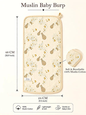 Mulberro Teddy Bear & Starry Night Muslin Burp Cloth | Set of 2 | 100% Pure Cotton | - Baby Bibs