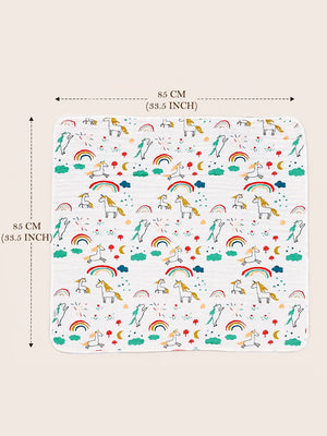 Mulberro Unicorn Rainbow 6-Layer Muslin Hooded Swaddle Blanket for Newborns & Babies - Baby Blankets & Quilts