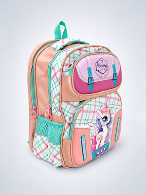 Mulberro Unicorn School Backpack for Girls – Pink Plaid Kids Bag - School Bag