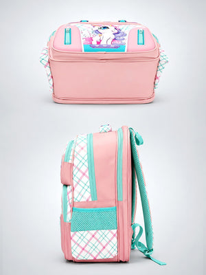 Mulberro Unicorn School Backpack for Girls – Pink Plaid Kids Bag - School Bag