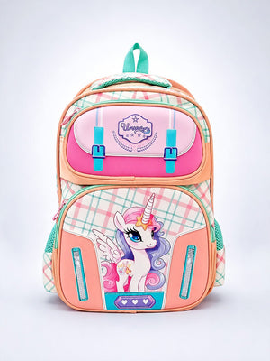 Mulberro Unicorn School Backpack for Girls – Pink Plaid Kids Bag - School Bag