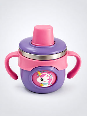 Mulberro Unicorn Stainless Steel Sipper Bottle for Babies & Toddlers — 250ml | Spill-Proof Spout, Flip Straw & Dual Handles - Water Bottle