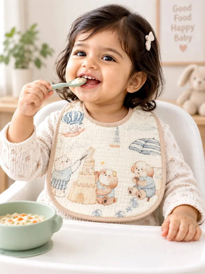 Mulberro Waterproof Muslin Bib | Bear & Fairytale Adventure 2-Piece Organic Muslin Cotton Baby Bibs | Snap Closure - Baby Bibs