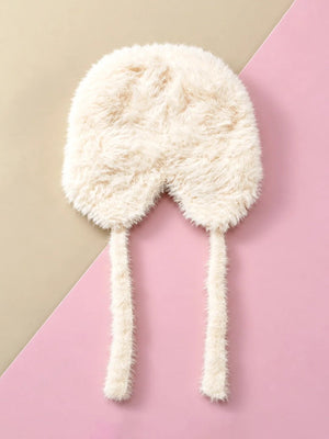 Mulberro Winter Cap | Cream Cat Baby | Soft Plush Fleece Earflaps & Chin Tie | 0–24 Months - Kids Accessories