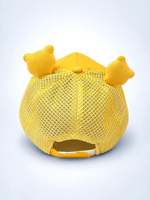 Mulberro Yellow 3D Bear Kids Cap with Ears Adjustable 2-6Y - Kids Accessories