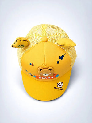 Mulberro Yellow 3D Bear Kids Cap with Ears Adjustable 2-6Y - Kids Accessories