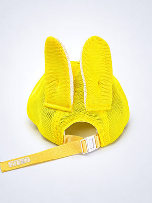 Mulberro Yellow 3D Bunny Ears Kids Cap Mesh Fabric Adjustable 2-6Y - Kids Accessories