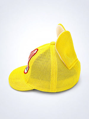 Mulberro Yellow 3D Bunny Ears Kids Cap Mesh Fabric Adjustable 2-6Y - Kids Accessories