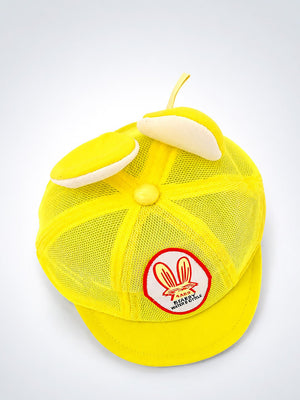 Mulberro Yellow 3D Bunny Ears Kids Cap Mesh Fabric Adjustable 2-6Y - Kids Accessories