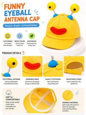 Mulberro Yellow 3D Eyeball Antenna Kids Cap Adjustable 2-6Y - Kids Accessories
