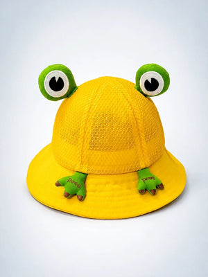 Mulberro Yellow 3D Frog Kids Bucket Hat Breathable Mesh 2-6Y - Kids Accessories