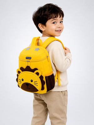 Mulberro Yellow 3D Lion Kids Backpack with Safety Leash | Toddler School Bag - School Bag