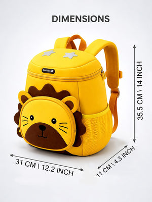 Mulberro Yellow 3D Lion Kids Backpack with Safety Leash | Toddler School Bag - School Bag
