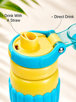 Mulberro Yellow Stainless Steel Water Bottle | Flip Lid, Straw & Carry Loop - Water Bottle