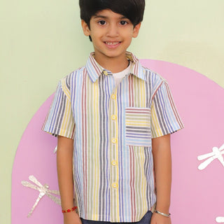 Multi Color Striped Boys Shirt - KCW - MC - MCBSH - 1 - 2