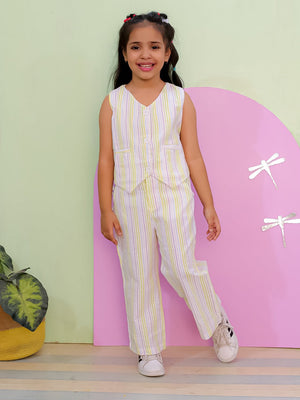 Multi Color Striped Girls Co Ord Pant Set - KCW - MC - MLSCO - 1 - 2