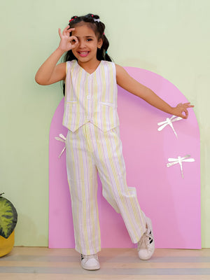Multi Color Striped Girls Co Ord Pant Set - KCW - MC - MLSCO - 1 - 2