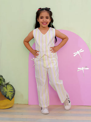 Multi Color Striped Girls Co Ord Pant Set - KCW - MC - MLSCO - 1 - 2